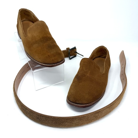 Tecovas The Monterrey Loafers Men 7.5 D Honey Suede w/ Matching Belt (Size 34)